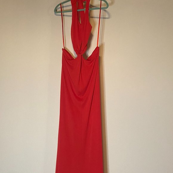 BCBGMaxAzria Dresses & Skirts - Coral Red Cut Own Gown Perfect For Beach Weddings